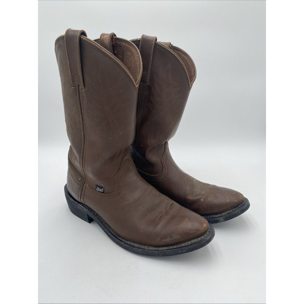 Justin Leather Cowboy Boots Sz 10.5 D Style JB1100 Western Rubber Sole Round Toe